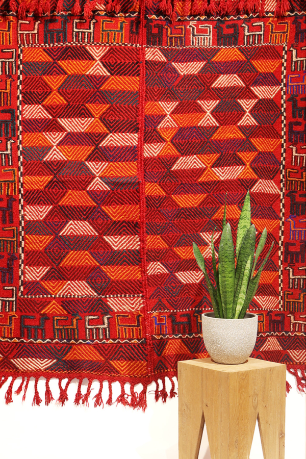 Kilim Shiraki vintage Árabe, Irán. 163x135 cms