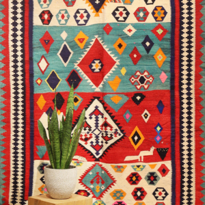 Vintage Qashqai kilim from Iran. 188-178x138 cms