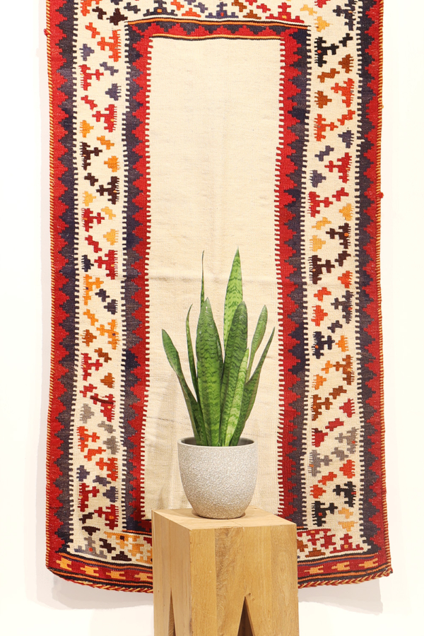 Kilim sofreh vintage Qashqai, Irán. 167x91 cms