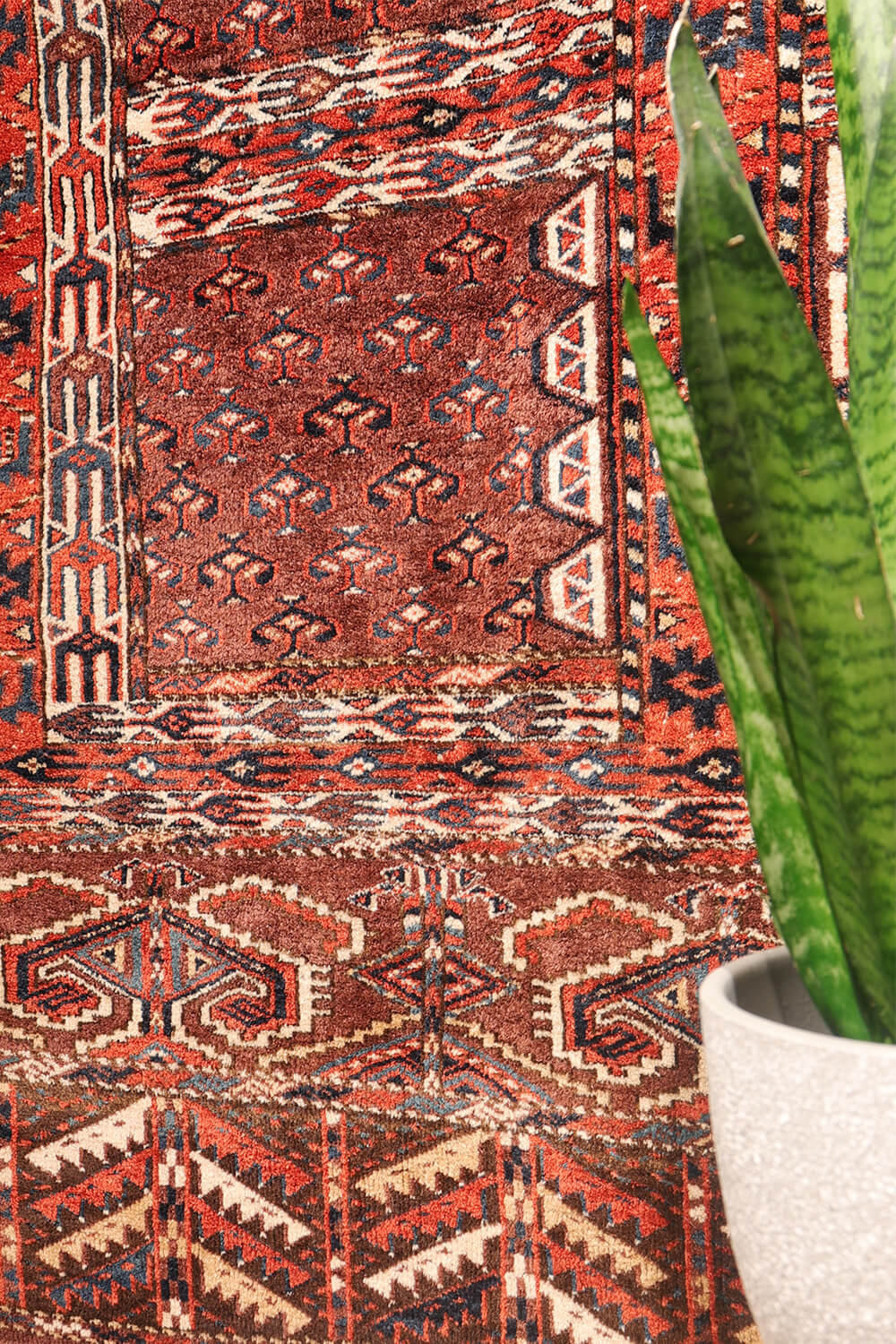 Antique Yomut Turkman Ensi rug, Turkmenistan. 165x149 cms - Image 3