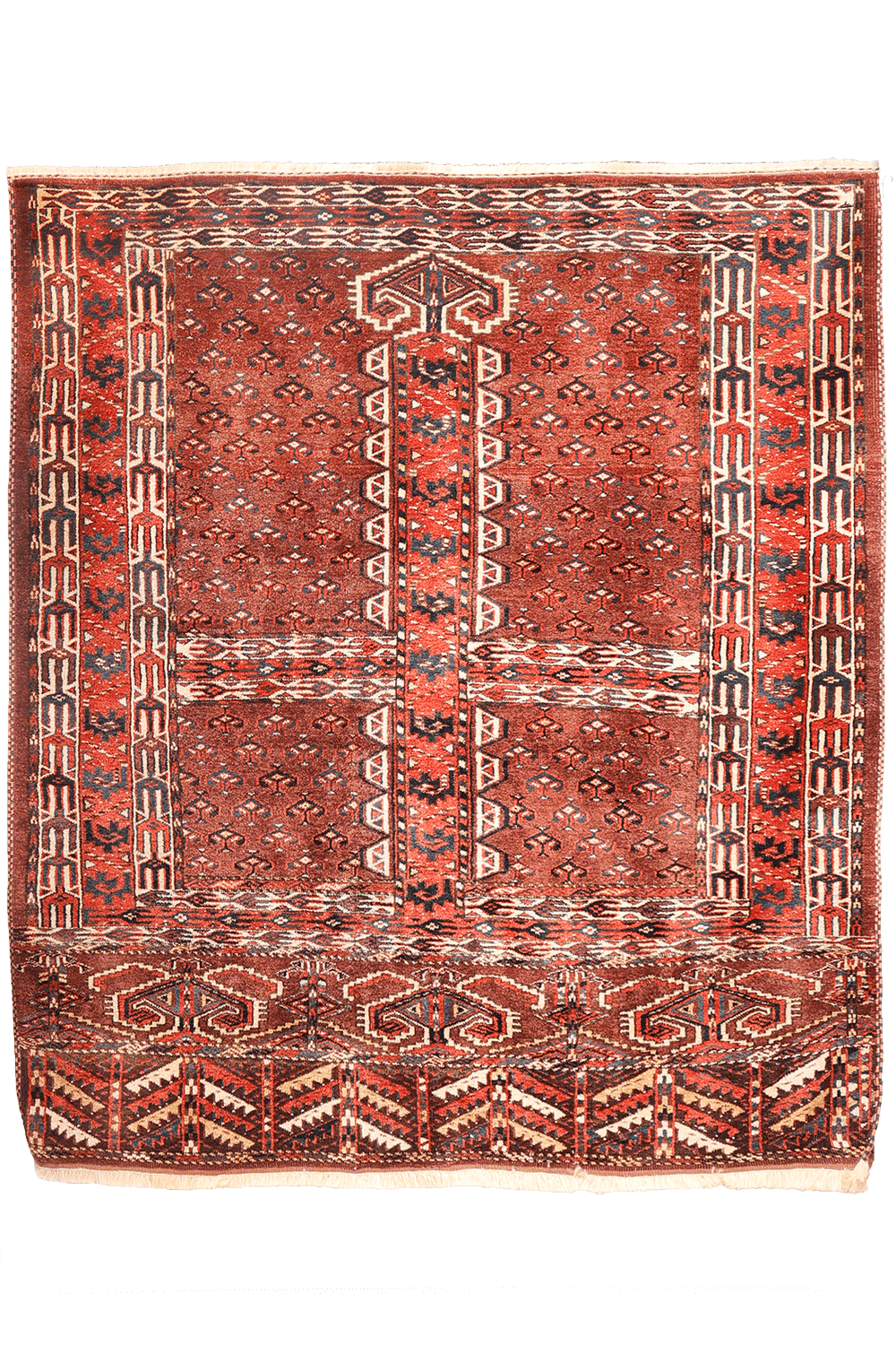 Antique Yomut Turkman Ensi rug, Turkmenistan. 165x149 cms - Image 11