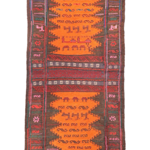 Vintage Baluch war kilim from Afghanistan. 141x64 cms