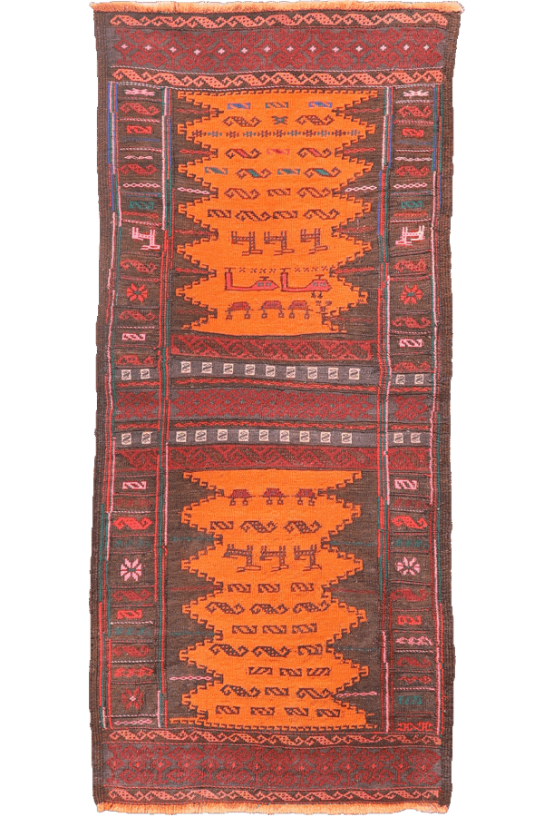 Kilim de guerra vintage Baluch, Afganistán. 141x64 cms - Imagen 7