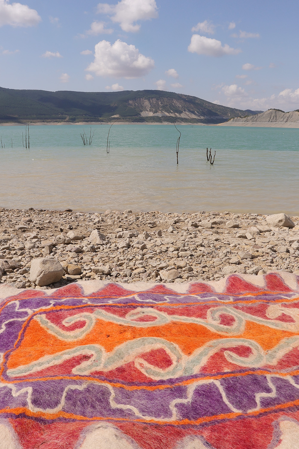 Fieltro o namad semi-antiguo Yaqub Khani Baluch, Afganistán. 244x152 cms