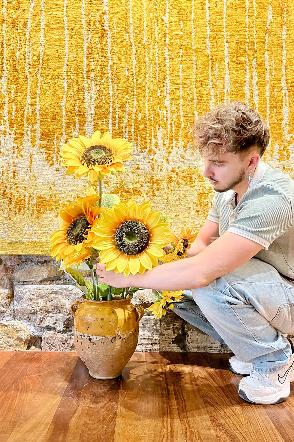 "Yellow Zurriola" rug from Nepal. 240x170 cms - Image 2