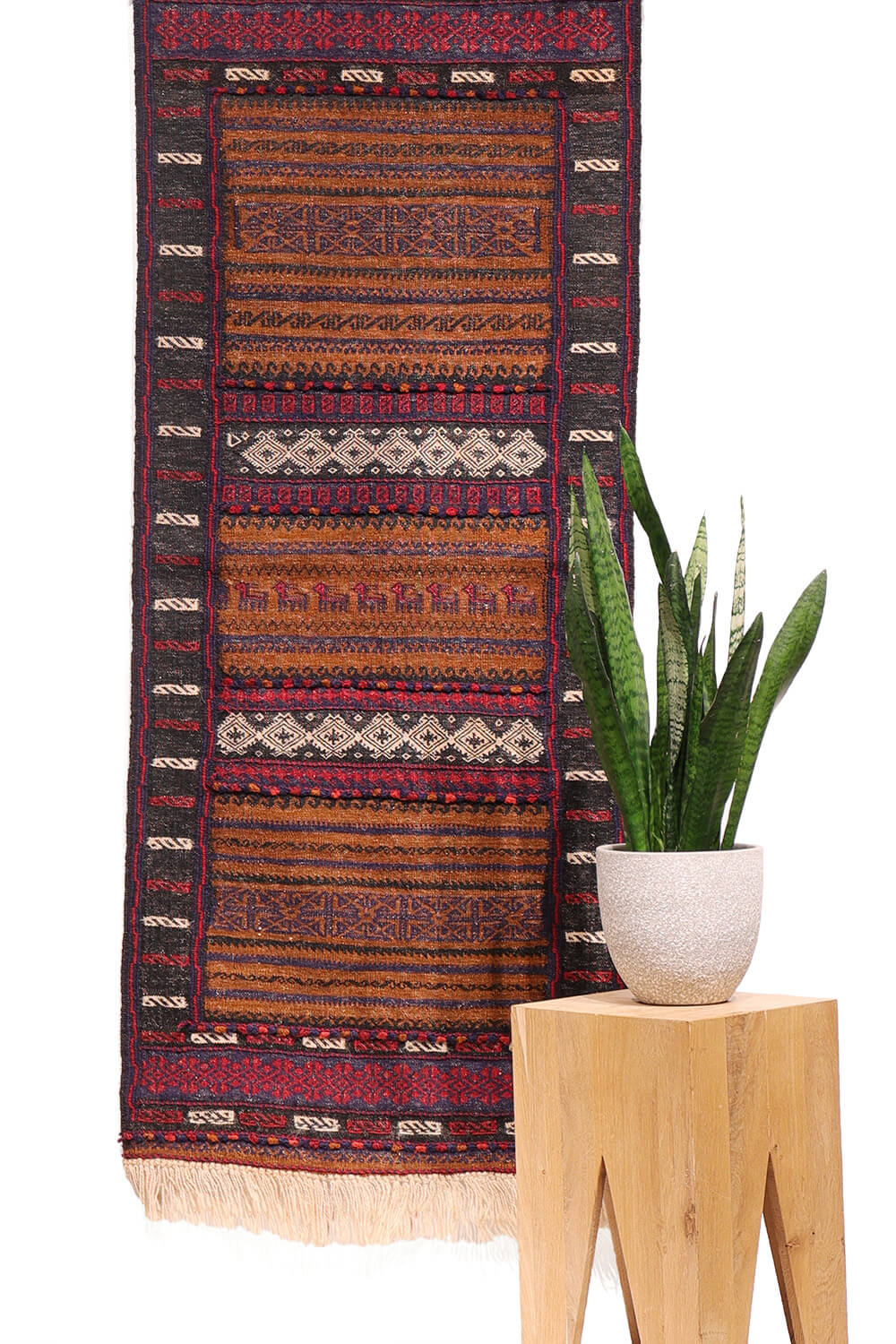 Vintage Baluch dasterkhan kilim from Afghanistan. 155x64 cms