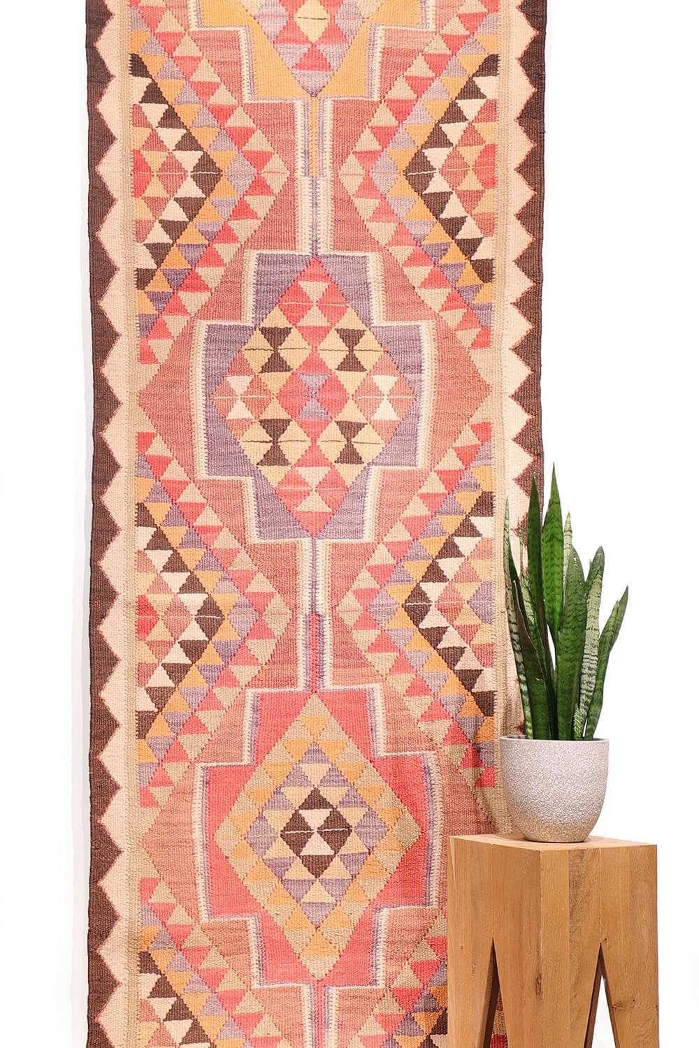 Kilim de pasilllo semi antiguo Herki kurdo, Irak. 392x90 cms