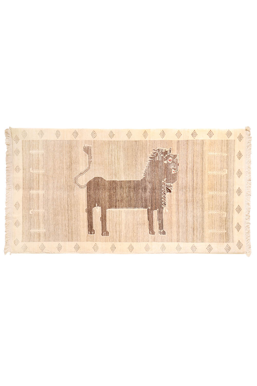 Persian lion gabbeh rug, Iran. 207x109 cms - Image 2