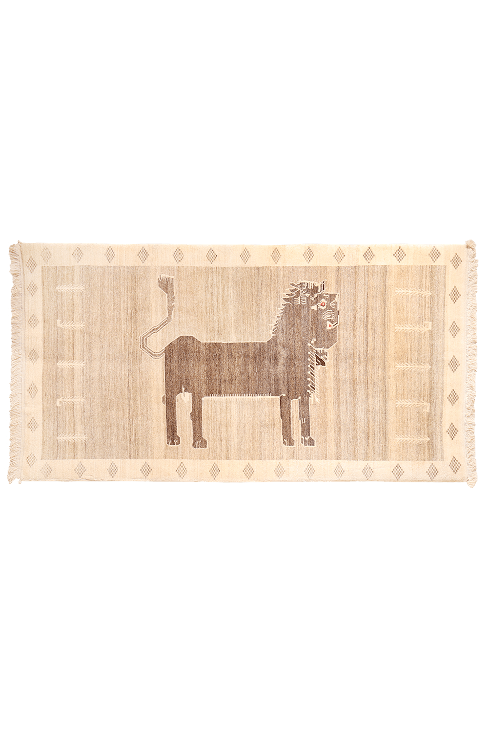 Persian lion gabbeh rug, Iran. 207x109 cms - Image 10